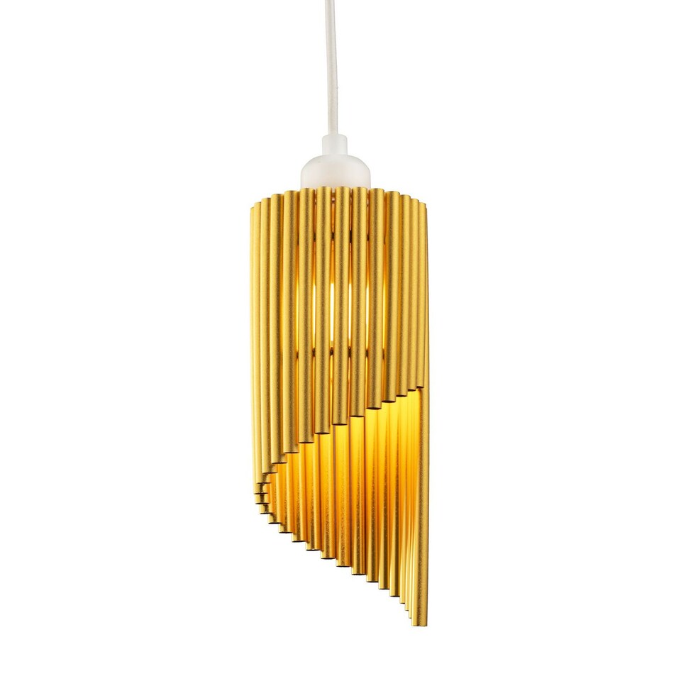 image 1 of Modern Designer Satin Gold Tubular Bells Styled Ceiling Pendant Light Shade | Gold | Gold | 1