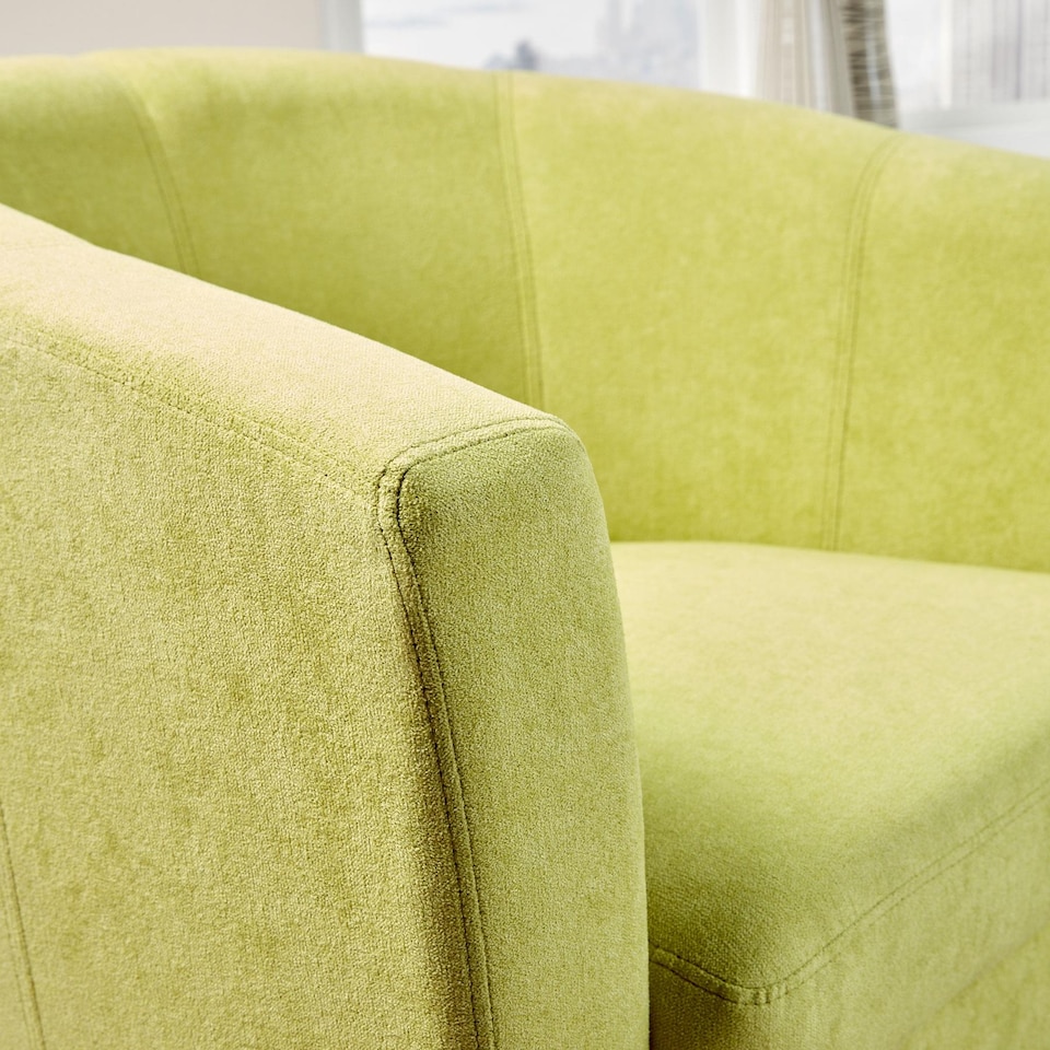 image 1 of Fabric Tub Chair Colour Range Wooden Legs Armchair Living Room Modern Office | Green