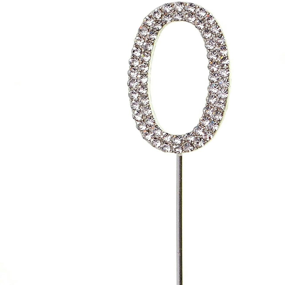 image 1 of Silver Diamond Number 40 Cake Topper Silver