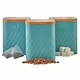 image 1 of Cooks Professional 3-Piece Square Kitchen Storage Set with Bamboo Lids | Tea Coffee & Sugar Cannisters | Teal