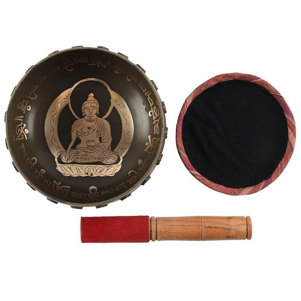 image 1 of Something Different Buddha Singing Bowl - Brass/Red/Brown - One Size