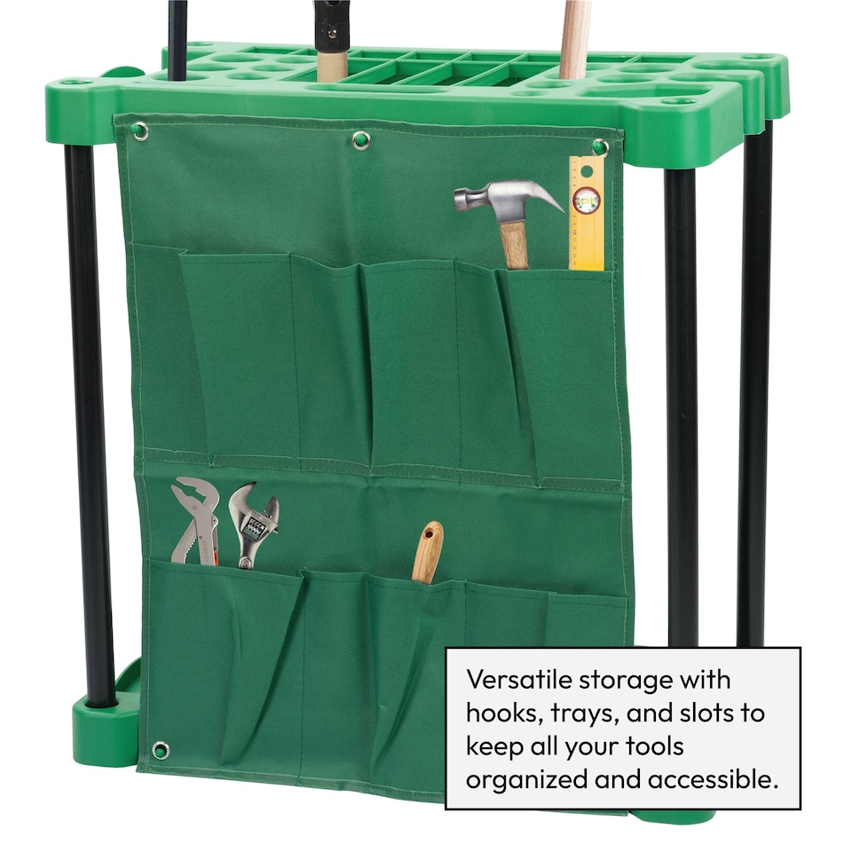 image 1 of KCT Garden Tool Storage Rack Organiser Holder Tidy For Shed Garage Accessories Solutions Freestanding Plastic Trolley Spade Rake