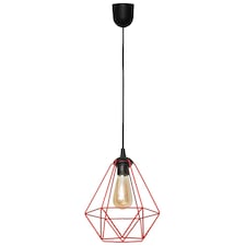 Karo Wire Frame Pendant Ceiling Light Black, Red 24cm