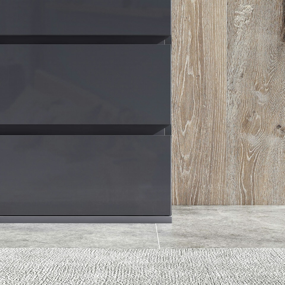 image 1 of HOMCOM Bedroom Chest of Drawers, High Gloss 4 Drawers Dresser, Grey