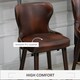 image 6 of HOMCOM Bar Stools Set of 2, PU Leather Barstools with Backrest, Footrest and Solid Wood Legs, Dining Stools for Kitchen, Counter, Breakfast Bar, Brown