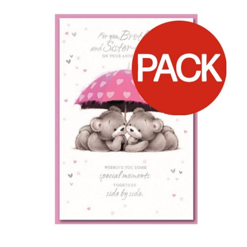 Simon Elvin For You Brother And Sister In Law Greetings Card (Pack of 6) - White/Pink/Silver - One Size