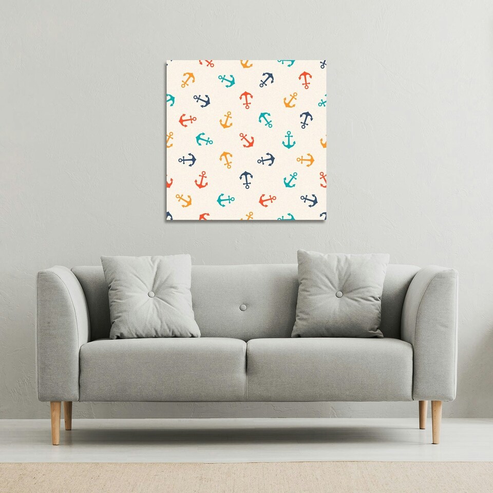 image 1 of Multi Coloured Anchors (Canvas Print) 77 x 77 x 4cm