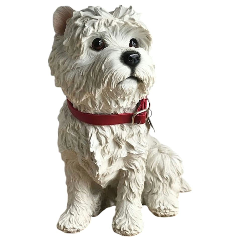 image 1 of Large Realistic Sitting West Highland Terrier Westie Dog Figurine, By Leonardo