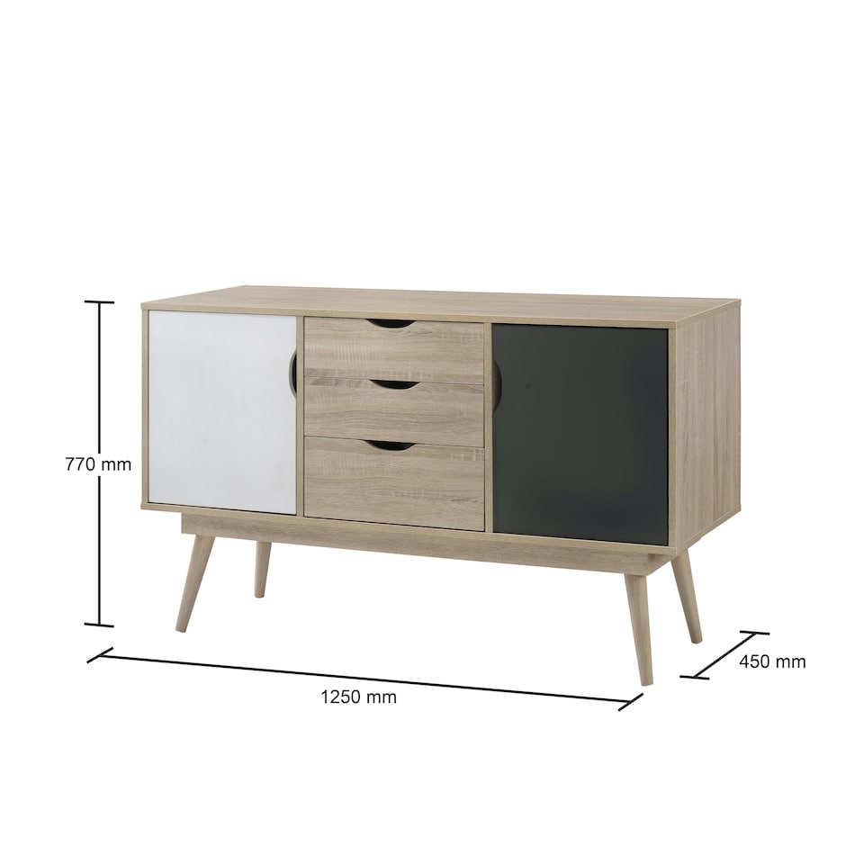 image 1 of Alford 2 Sideboard with 2 Doors & 3 Drawers White & Grey Finish