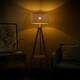 image 1 of ValueLights Morrigan Wooden Tripod Floor Lamp Wicker Shade & Bulb Cream