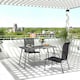 image 2 of Outsunny Garden Table for 6 Person with Slat Top, Steel Frame, Grey Grey | Grey