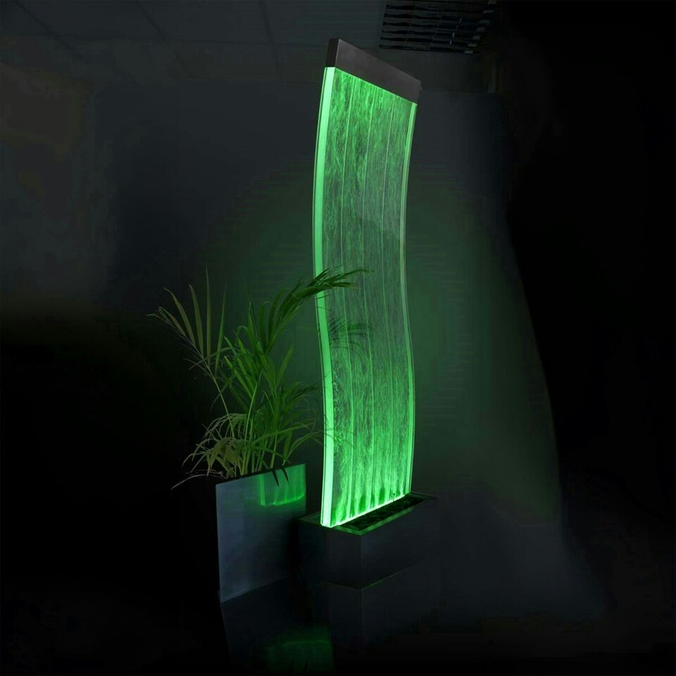 image 1 of Primrose Cosmo Curved Bubble Water Feature Wall with Colour Changing LEDs 183cm