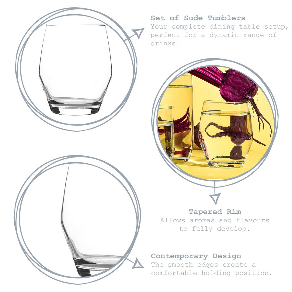 image 1 of LAV Sude Whisky Glasses - 315ml - Clear - Pack of 6 | Clear | Clear