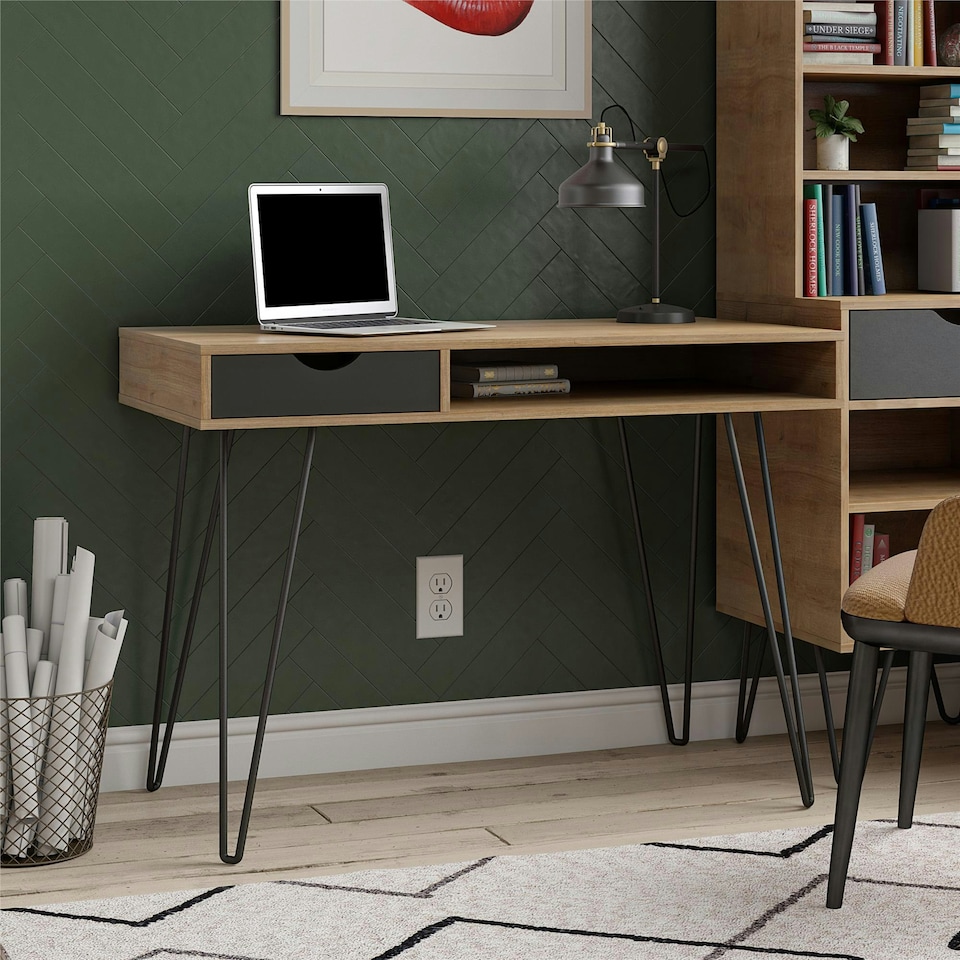 image 1 of Concord desk with storage in brown / black