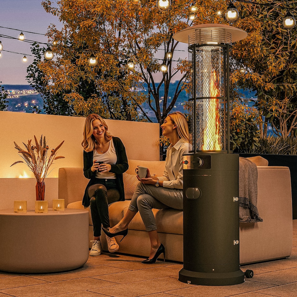 image 1 of Outsunny 11 KW Patio Heater, Propane Heater with Tip-Over Switch, Black | Black | Black