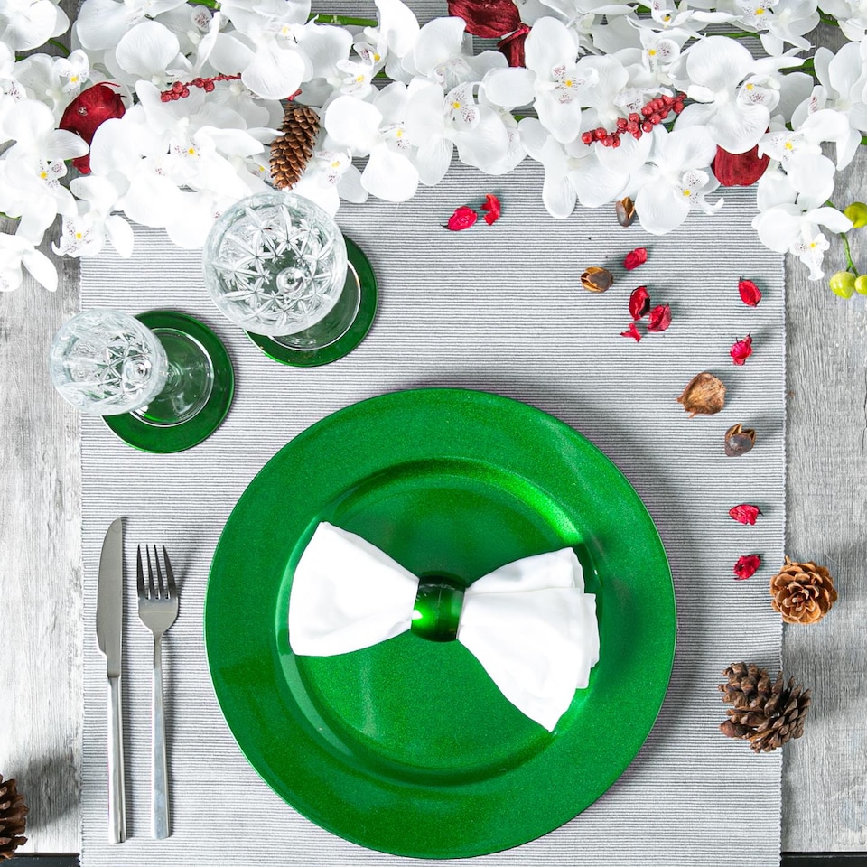 image 1 of Argon Tableware Metallic Coasters - 10cm - Green - Pack of 6