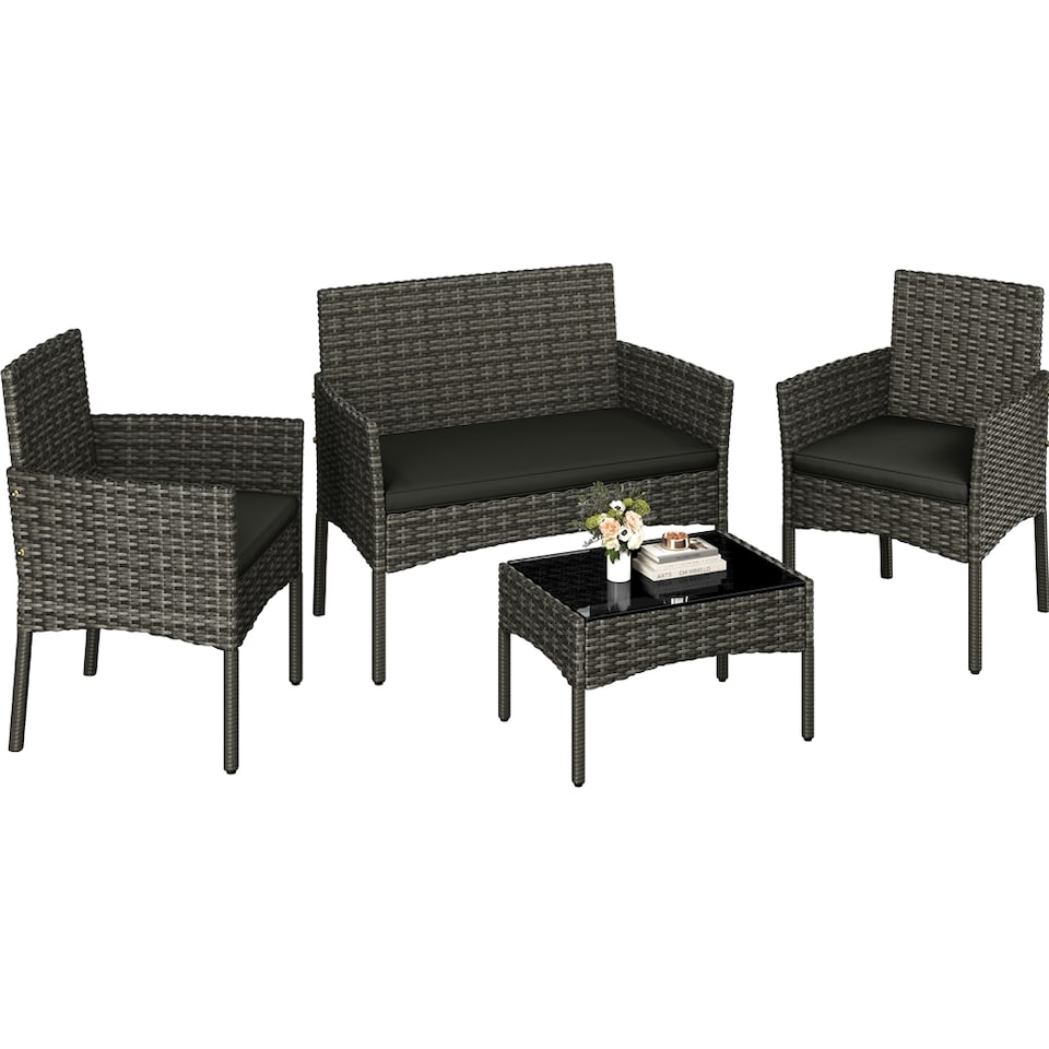 image 1 of Yaheetech 4-Piece Outdoor Reception Set-Grey | Grey | Grey