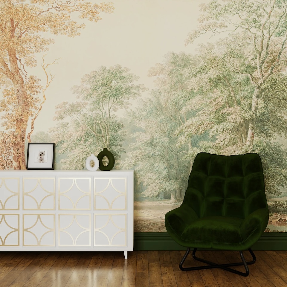 image 1 of Superfresco Easy Stately Woodland Neutral Green Print To Order Fixed Size Mural | Green | Green