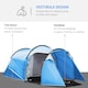 image 3 of Outsunny 3 Man Camping Tent w/ 2 Rooms Porch Vents Rainfly Weather-Resistant