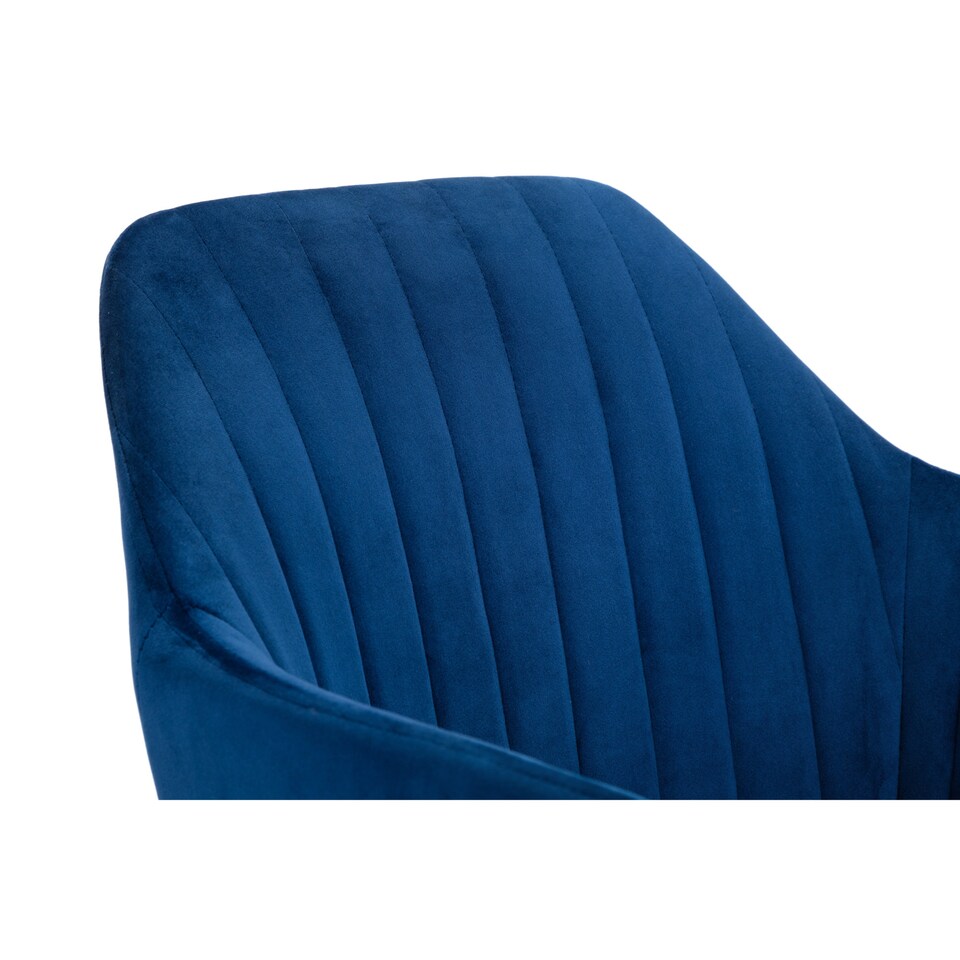 image 1 of Kahlo Velvet Swivel Office Chair- Blue/Chrome