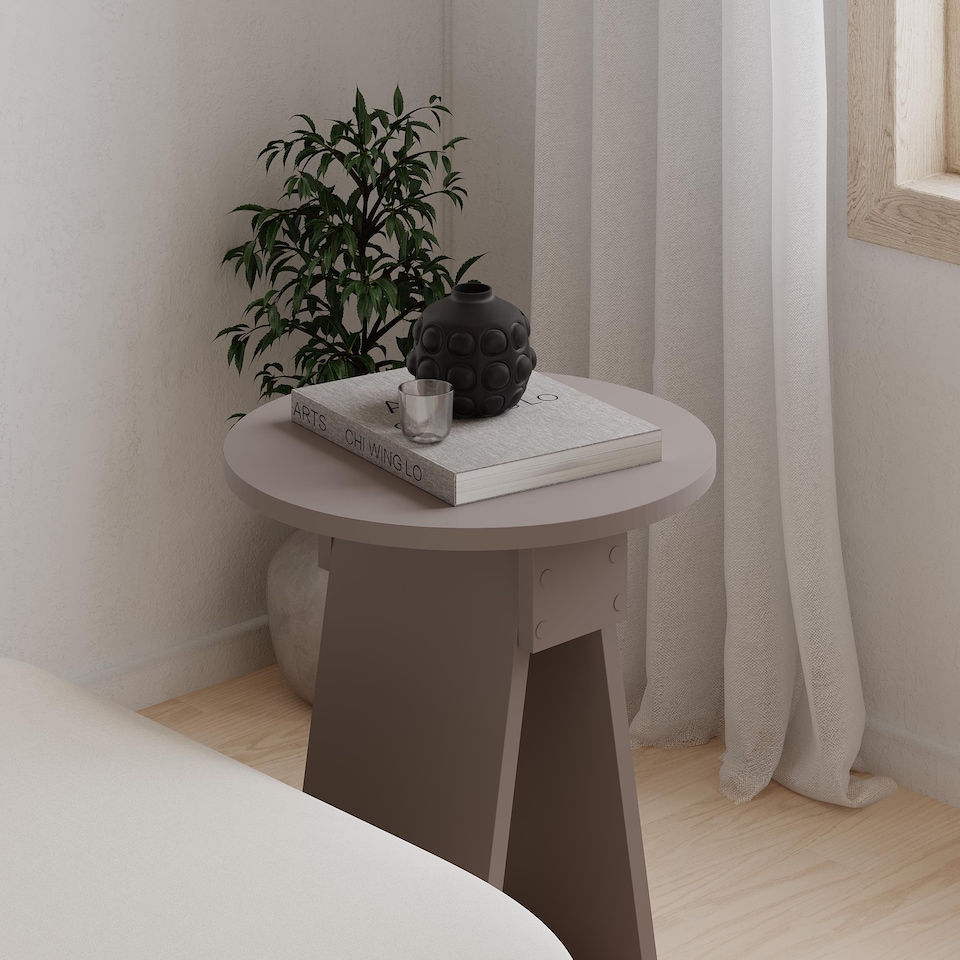image 1 of Decortie Chen Round Side Table 42x50cm Mocha Grey