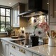 image 2 of Garden Flower Pink Peach Rose White Anemone Splash Back | White
