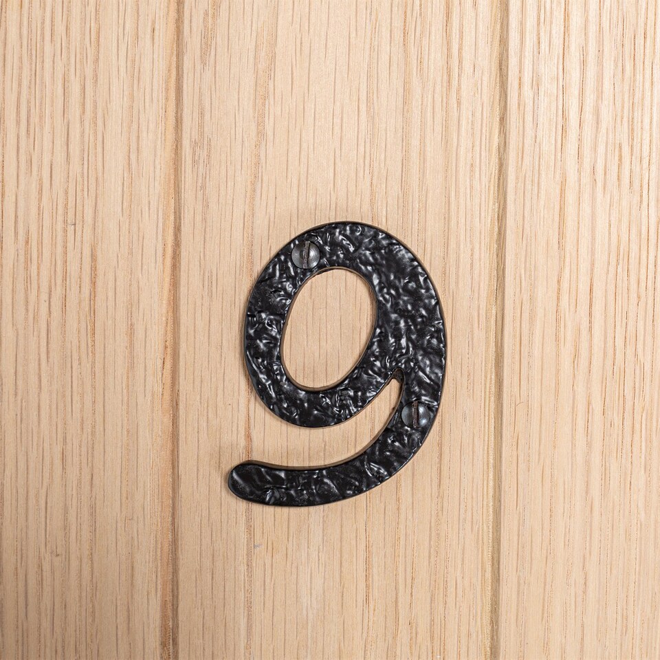 image 1 of Hammer & Tongs Rustic Iron Numeral - Number 9 - H75mm - Black