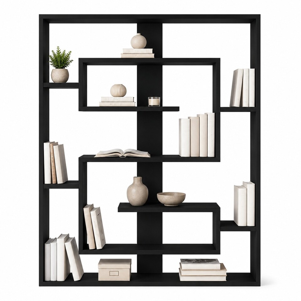 image 1 of Decorotika Esteban Geometric Bookcase | Black
