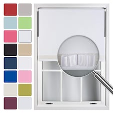 FURNISHED Blackout Roller Blind with White Glitter Trim and White Bow Cut to Size | White | White | (W) 180cm x (L) 165cm