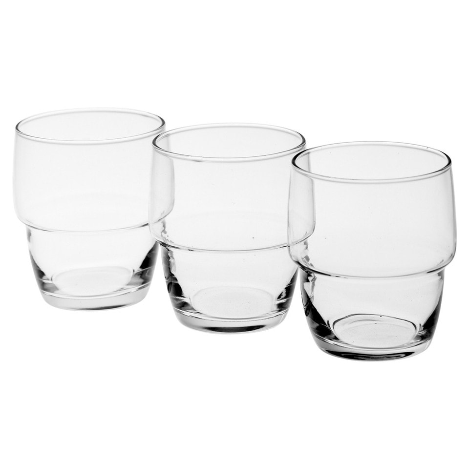 image 1 of Galata Short Whiskey Tumblers Tall Highball Drinking Glasses Stackable Set | Clear | Clear | Short Set of 12