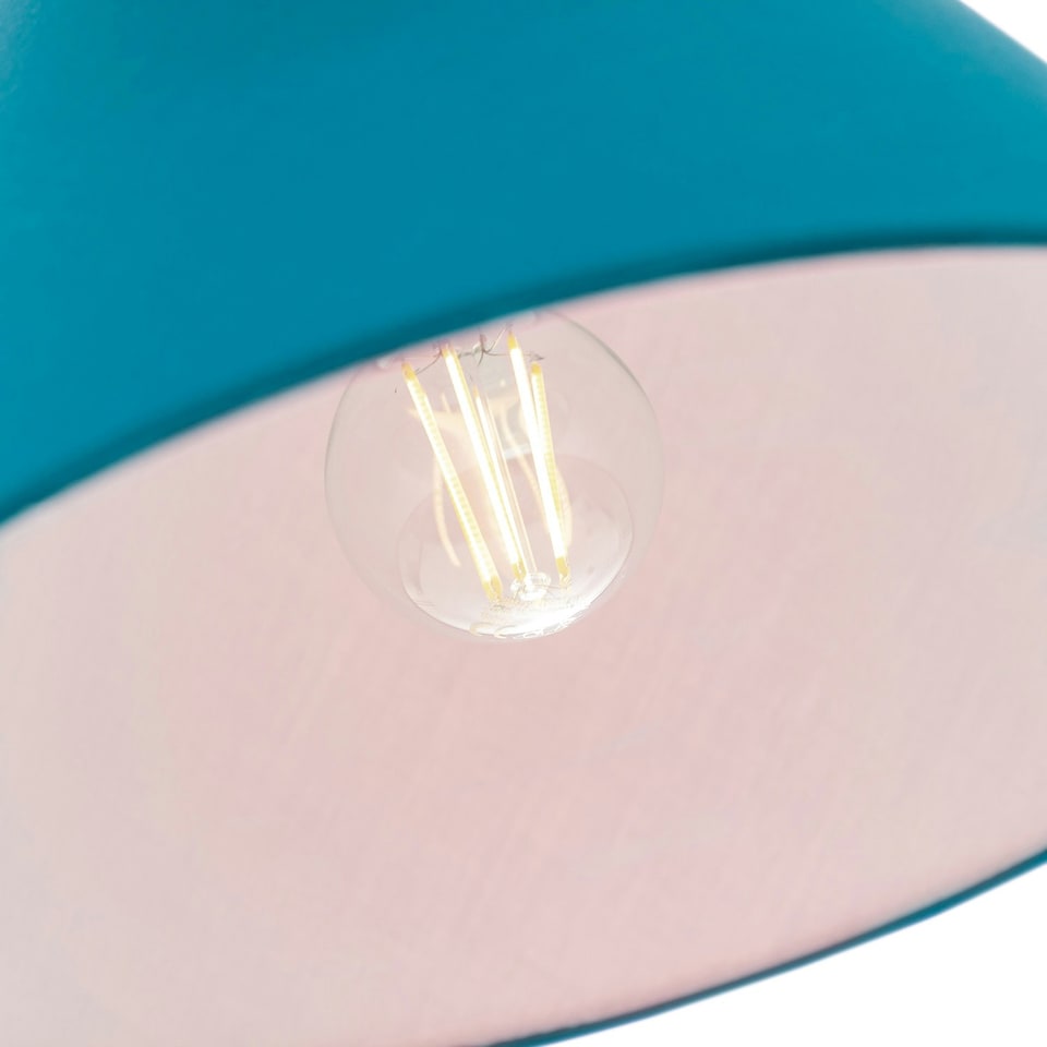 image 1 of Traditional 8 Inch Vivid Teal Cotton Fabric Coolie Lamp Shade Green