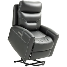 HOMCOM Overstuffed Riser and Reclining Chair with USB Ports, Remote, Grey 