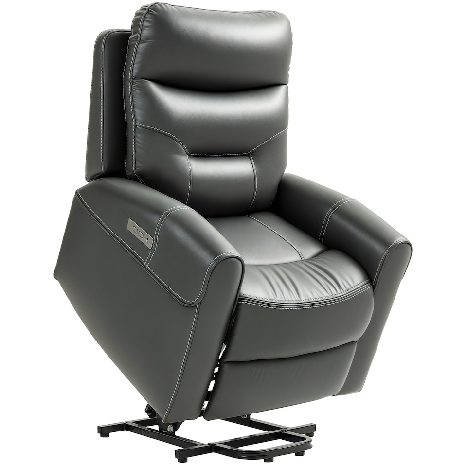 image 1 of HOMCOM Overstuffed Riser and Reclining Chair with USB Ports, Remote, Grey