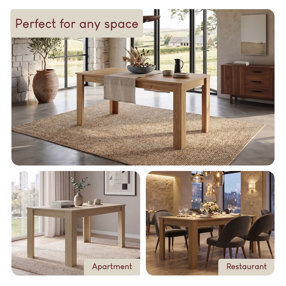 image 1 of Vida Designs Medina 6 Seater Large Family Dining Room Table - Oak