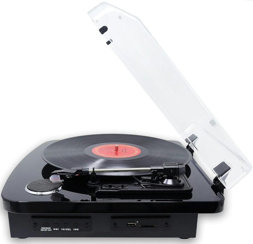 image 1 of Lightwood Vinyl Record Player With Stereo Speakers - Bluetooth Send & Receive - USB & SD Recording - AUX IN & RCA Out