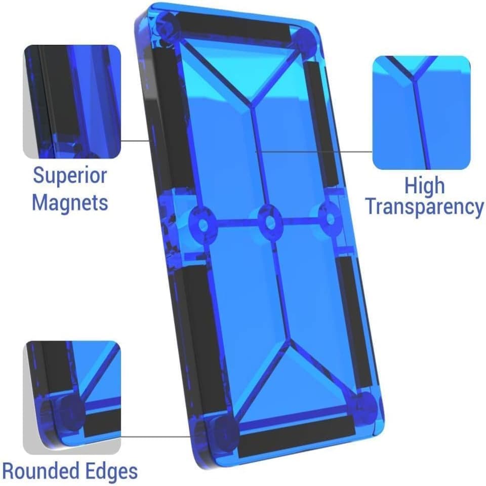 image 1 of Desire Deluxe Magnetic Tiles Building Blocks Construction Toys for Boys & Girls 47pc – STEM Learning Educational Toy for Kids Age 3 4 5 6 7 8 Year Old Gift