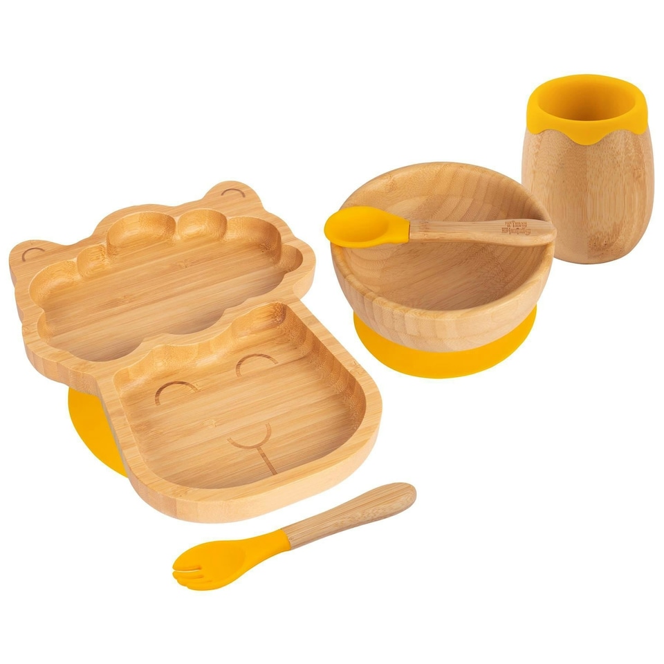 image 1 of Tiny Dining 5pc Bamboo Llama Baby Weaning Set - Yellow