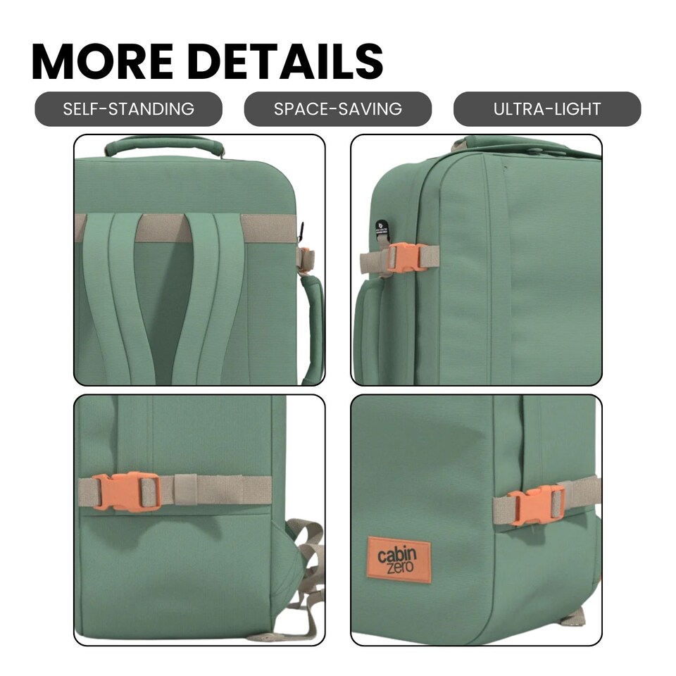 image 1 of CABINZERO Classic Cabin Backpack 44L, Lightweight Bag for Long Trips | Green | Sage Forest