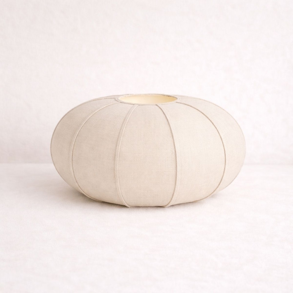 image 1 of CGC LIBBY Large Oatmeal Rounded Stretch Linen Fabric Lampshade