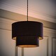 image 3 of ValueLights Jodie Two Tier Black Linen Ceiling Drum Lamp Shade | Black