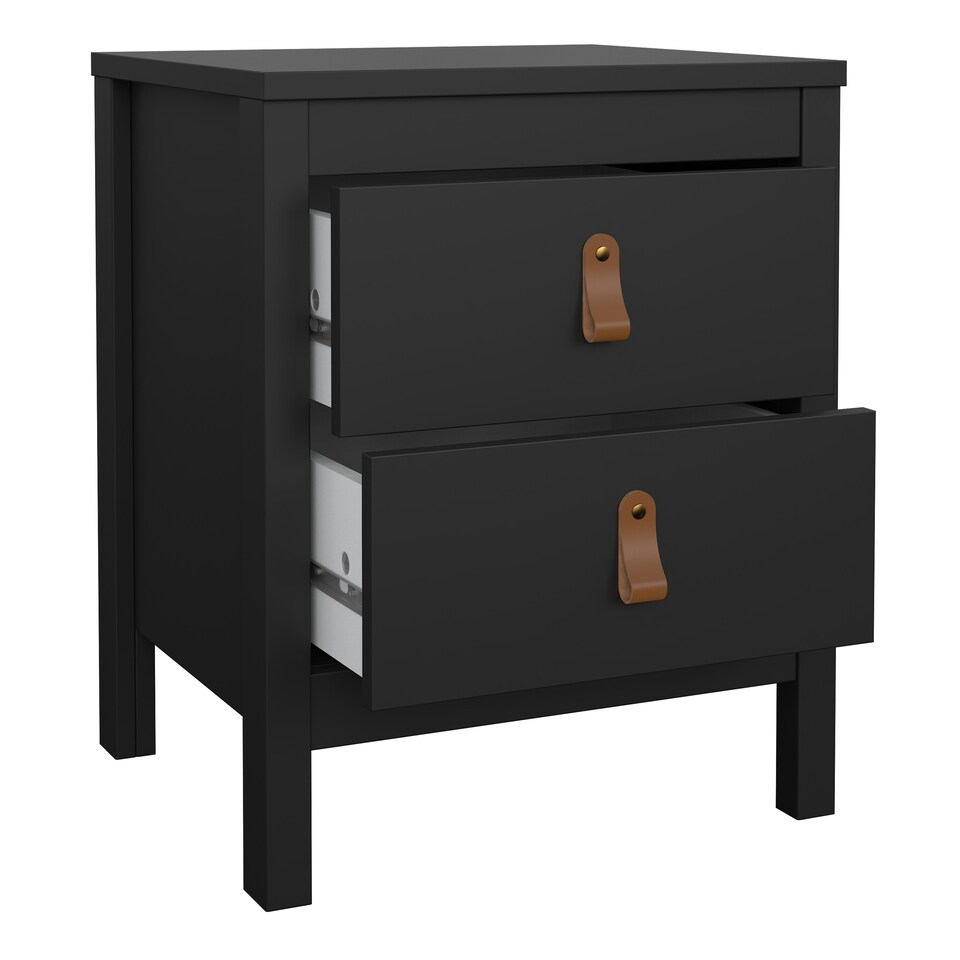 image 1 of Barcelona Bedside Table 2 Drawers in Matt Black