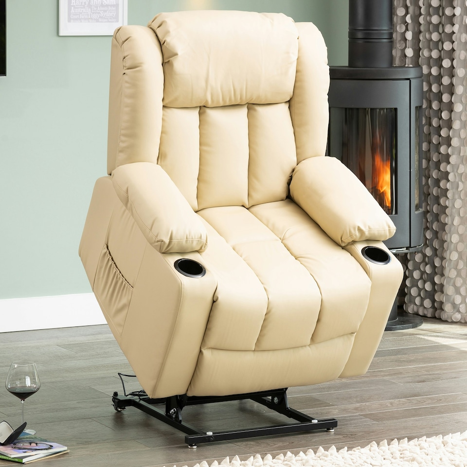 image 1 of Sheridan Dual Motor Electric Riser Recliner with Massage and Heat - Cream