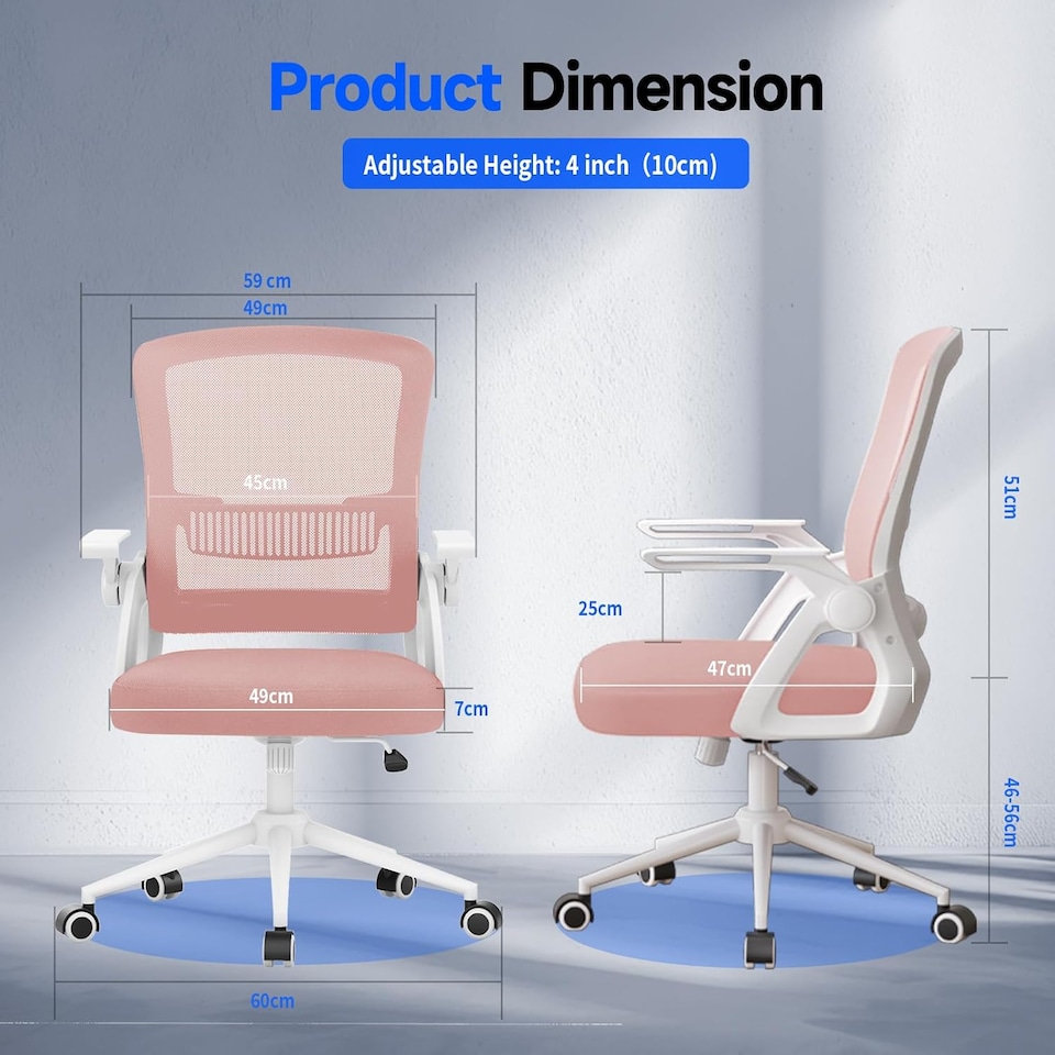 image 1 of Rattantree Ergonomic Swivel Computer Chair with Flip-Up Armrests