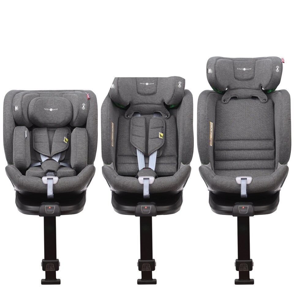 image 1 of Cozy N Safe Omega i-Size 360 Rotating Car Seat 40-150cm, ISOFix & Support Leg, Extended Rear & Forward Facing, High Booster, Side Impact Protection, Adjustable Headrest, Birth to 12 Years (Pearl Grey)
