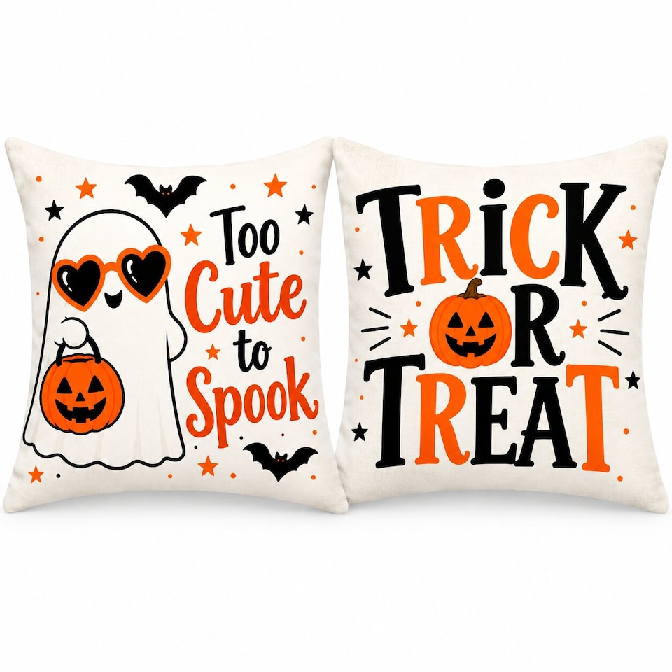 image 1 of Covers&All Halloween Decorative Square Throw Pillow Set of 2 with Inserts & Covers Accent Pillows for Sofa, Couch & Home Décor, Square 16 in x 16 in
