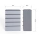 image 3 of FWStyle Lania Ripple Ridged 5 Drawer Chest Of Drawers Matt Grey