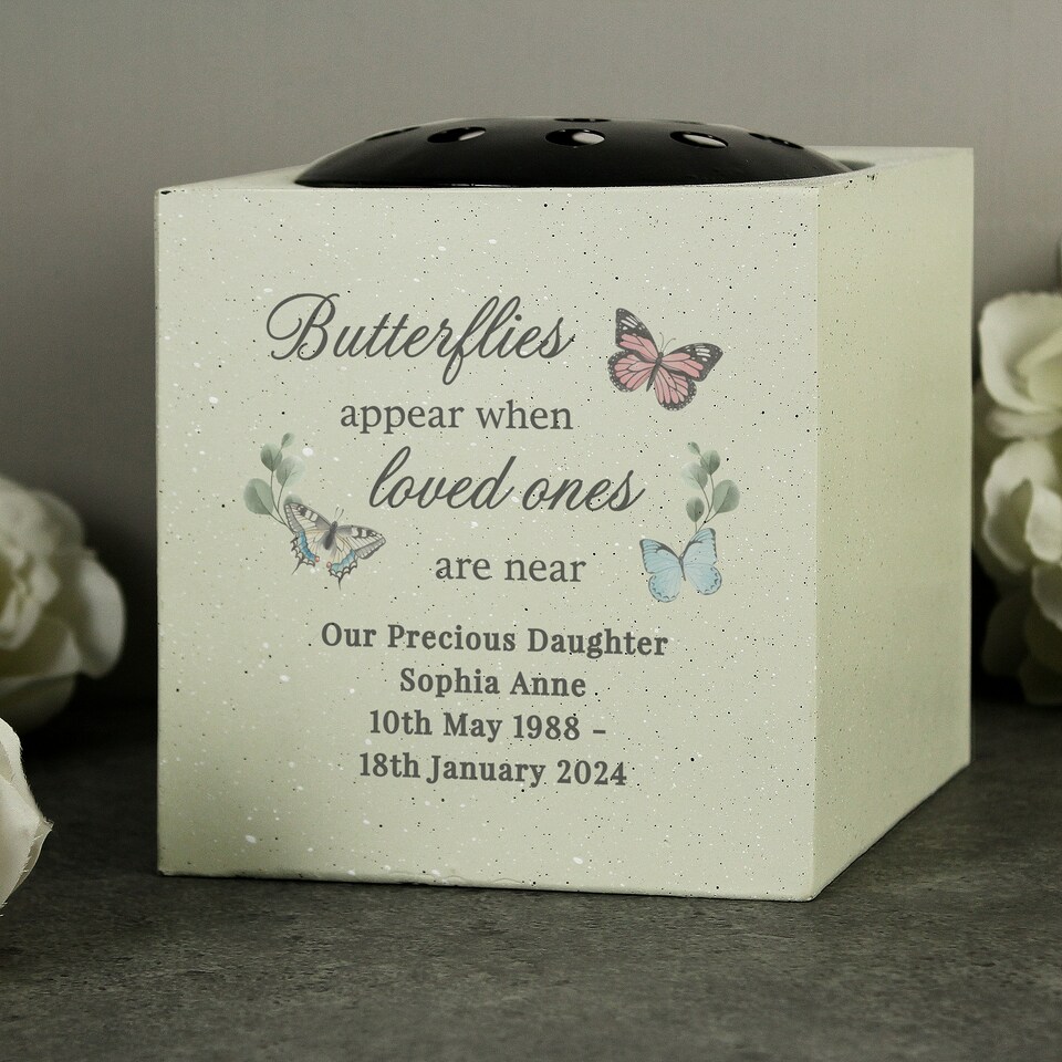 image 1 of Personalised Butterflies Appear Memorial Vase