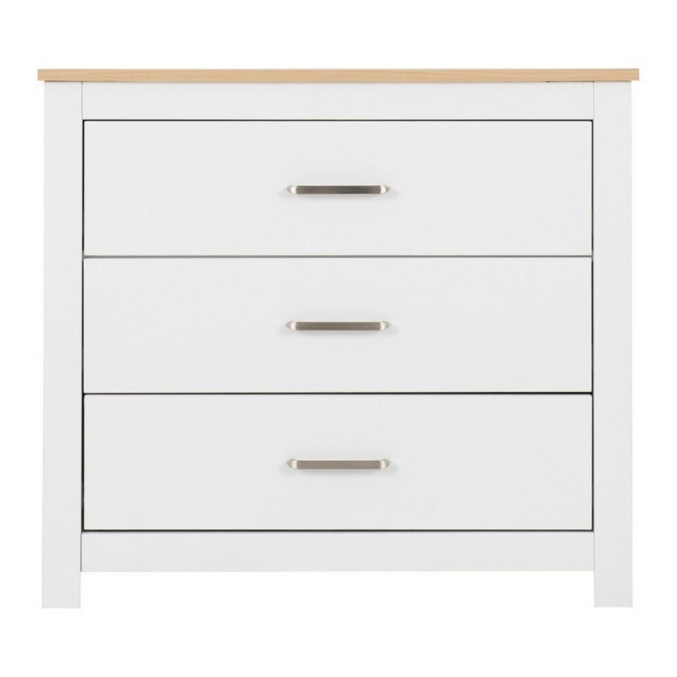 image 1 of Portland 3 Drawer Chest - L40 x W80 x H71.5 cm - White/Oak Effect