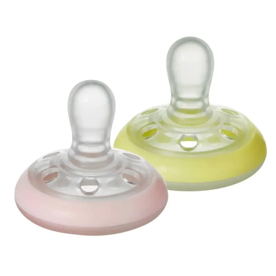Tommee Tippee - Night Time Soothers 0-6mths Pink/Yellow (2pk) N/A
