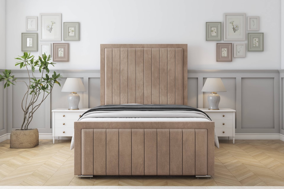 image 1 of Sloomy Richmond Mink Naples Bed Frame With 50" Upholstered Headboard 3' Single